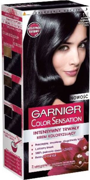 Garnier Color Sensation Krem koloryzujący 1.0 Onyx Black- Głęboka onyksowa czerń 1