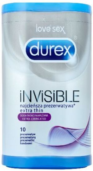 Durex  Prezerwatywy Invisible Extra Lubricated 10szt 1