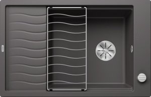 Zlewozmywak Blanco Elon XL 6 S Silgranit szarość skały z korkiem automatycznym InFino, kratka ociekowa (524835) 1