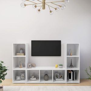 vidaXL Szafki TV, 3 szt., białe, 107x35x37 cm, płyta wiórowa 1