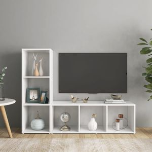 vidaXL Szafki TV, 2 szt., białe, 107x35x37 cm, płyta wiórowa 1