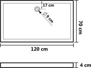 Brodzik vidaXL prostokątny 120 cm x 70 cm (148914) 7