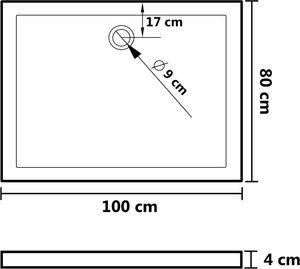 Brodzik vidaXL prostokątny 100 cm x 80 cm (148912) 7