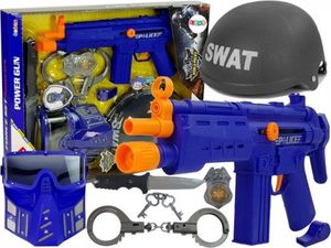 Lean Sport Zestaw Policyjny SWAT Maska Hełm Odznaka Pistolet 36 cm 1