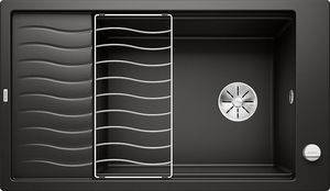 Zlewozmywak Blanco Elon XL 8 S Silgranit czarny z korkiem automatycznym InFino, kratka ociekowa (525885) 1