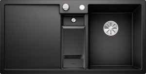 Zlewozmywak Blanco Collectis 6 S Silgranit czarny z korkiem automatycznym InFino, wkład z pokrywką, komora z prawej (525866) 1