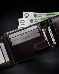 Rovicky Cienki portfel męski z naturalnej skóry licowej ze schowkiem na suwak Rovicky Nie dotyczy 9