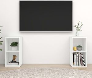 vidaXL Szafki telewizyjne, 2 szt., białe, 72x35x36,5 cm, płyta wiórowa 1