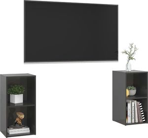 vidaXL Szafki TV, 2 szt., szare, wysoki połysk, 72x35x36,5 cm, płyta 3