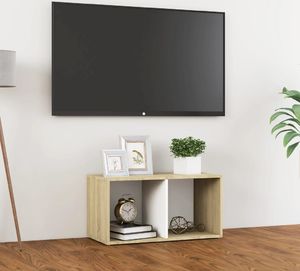 vidaXL Szafka pod TV, biel i dąb sonoma, 72x35x36,5 cm, płyta wiórowa 1