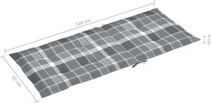 vidaXL Poduszki na krzesła ogrodowe, 6 szt., szara krata, 120x50x4 cm 6
