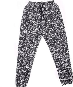 Pepco Damskie, czarne, długie spodnie od piżamy w białe kwiatki M 1