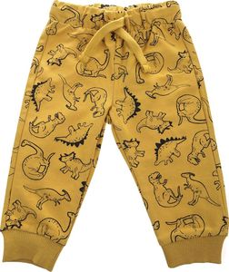 Pepco Chłopięce, żółte spodnie sportowe na gumkę ze wzorem w dinozaury 9/12 1