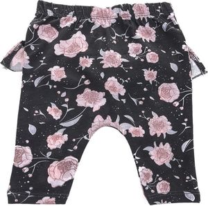 Pepco Dziewczęce, niemowlęce, czarne legginsy ze wzorem w duże, różowe kwiaty 3/6 1
