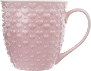 Orion Duży kubek ceramiczny, serca, z uchem, do kawy, herbaty, 580 ml, różowy 1