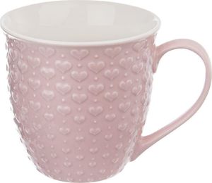 Orion Duży kubek ceramiczny, serca, z uchem, do kawy, herbaty, 580 ml, różowy 2