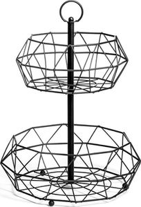 Vilde Koszyk GEOMETRYCZNY, metalowy, na owoce, warzywa, CZARNY, kosz, patera, miska, 2-poziomowy 3