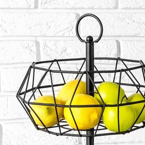 Vilde Koszyk GEOMETRYCZNY, metalowy, na owoce, warzywa, CZARNY, kosz, patera, miska, 2-poziomowy 5