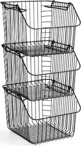 Vilde Koszyk na owoce i warzywa, metalowy, czarny, piętrowy, do piętrowania 29x27x21 cm 6