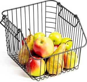 Vilde Koszyk na owoce i warzywa, metalowy, czarny, piętrowy, do piętrowania 29x27x21 cm 8