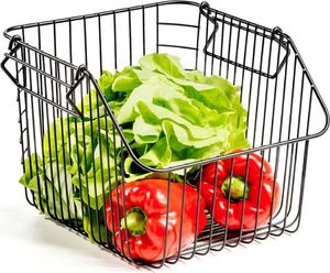 Vilde Koszyk na owoce i warzywa, metalowy, czarny, piętrowy, do piętrowania 29x27x21 cm 9
