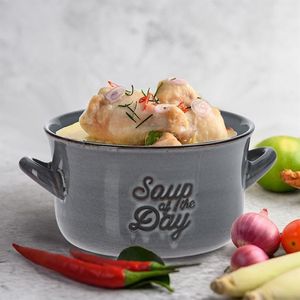 Siaki Collection Miska na zupę, BULIONÓWKA do zupy, ceramiczna, 650 ml, SZARA 2