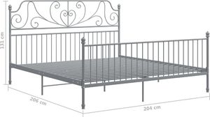 vidaXL Rama łóżka, szara, metal i sklejka, 200 x 200 cm 6