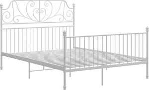 vidaXL Rama łóżka, biała, metal i sklejka, 140 x 200 cm 2