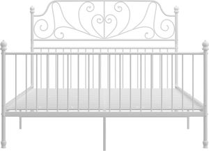 vidaXL Rama łóżka, biała, metal i sklejka, 140 x 200 cm 3