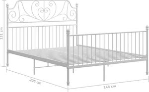 vidaXL Rama łóżka, biała, metal i sklejka, 140 x 200 cm 6