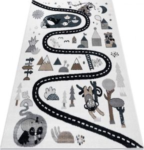 Dywany Łuszczów Dywan FUN Route dla dzieci, ulica, zwierzęta krem, 120x170 cm 1