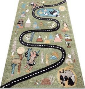 Dywany Łuszczów Dywan FUN Route dla dzieci, ulica, zwierzęta zielony, 240x330 cm 1