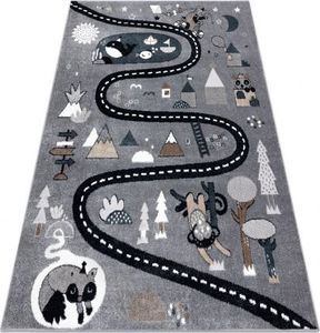 Dywany Łuszczów Dywan FUN Route dla dzieci, ulica, zwierzęta szary, 140x190 cm 1