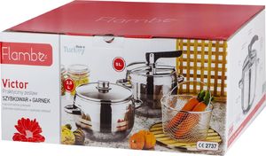 Gorgel Zestaw szybkowar 3,5 L + 5 L + koszyk garnki ciśnieniowe Flambe 5