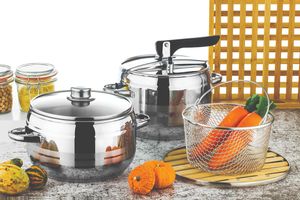 Gorgel Zestaw szybkowar 3,5 L + 5 L + koszyk garnki ciśnieniowe Flambe 8