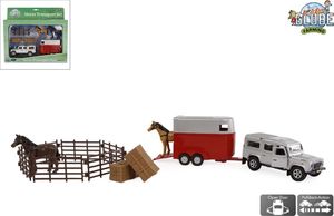 Hipo Auto Landrover z przyczepa i koniem + akcesoria 26cm HIPO 1