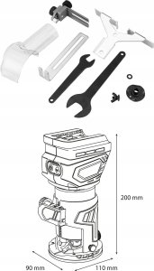 Frezarka Graphite Energy+ 18 V 58GE140 + akumulator 4 Ah z ładowarką 58GE132 9