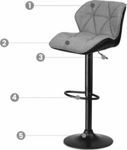 Sofotel Hoker barowy z oparciem Castel czarno-szary 5