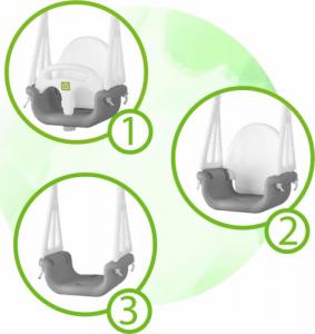 Huśtawka Ricokids Huśtawka kubełkowa 3w1 szaro-biała 3