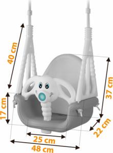 Huśtawka Ricokids Huśtawka kubełkowa Słonik 3w1 szaro-biała 6