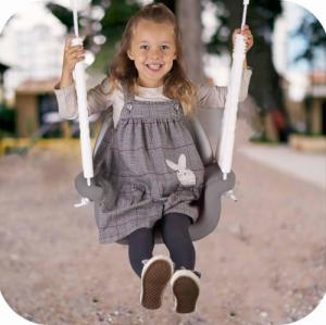 Huśtawka Ricokids Huśtawka kubełkowa Słonik 3w1 szaro-biała 7