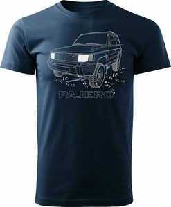 Topslang Koszulka z samochodem Mitsubishi Pajero Jeep 4x4 męska granatowa REGULAR M 1