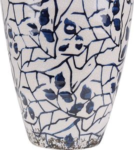 Shumee Wazon na kwiaty 22 cm biały z niebieskim MALLIA 3