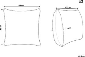 Shumee Zestaw 2 welurowych poduszek dekoracyjnych geometryczny wzór 45 x 45 cm czerwony PINUS 6