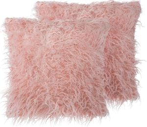Shumee Zestaw 2 poduszek dekoracyjnych włochacz 45 x 45 cm różowy DAISY 1
