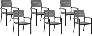 Shumee Zestaw 6 krzeseł ogrodowych szary COMO 1