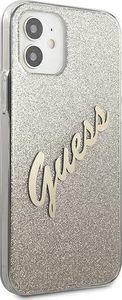 Guess Guess Guhcp12Spcuglsgo Iphone 12 Mini 5,4" Złoty/Gold Hardcase Glitter Gradient Script 4