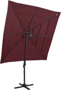 vidaXL 4-poziomowy parasol na aluminiowym słupku, bordowy, 250x250 cm 1