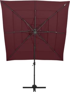 vidaXL 4-poziomowy parasol na aluminiowym słupku, bordowy, 250x250 cm 3