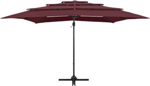 vidaXL 4-poziomowy parasol na aluminiowym słupku, bordowy, 250x250 cm 4